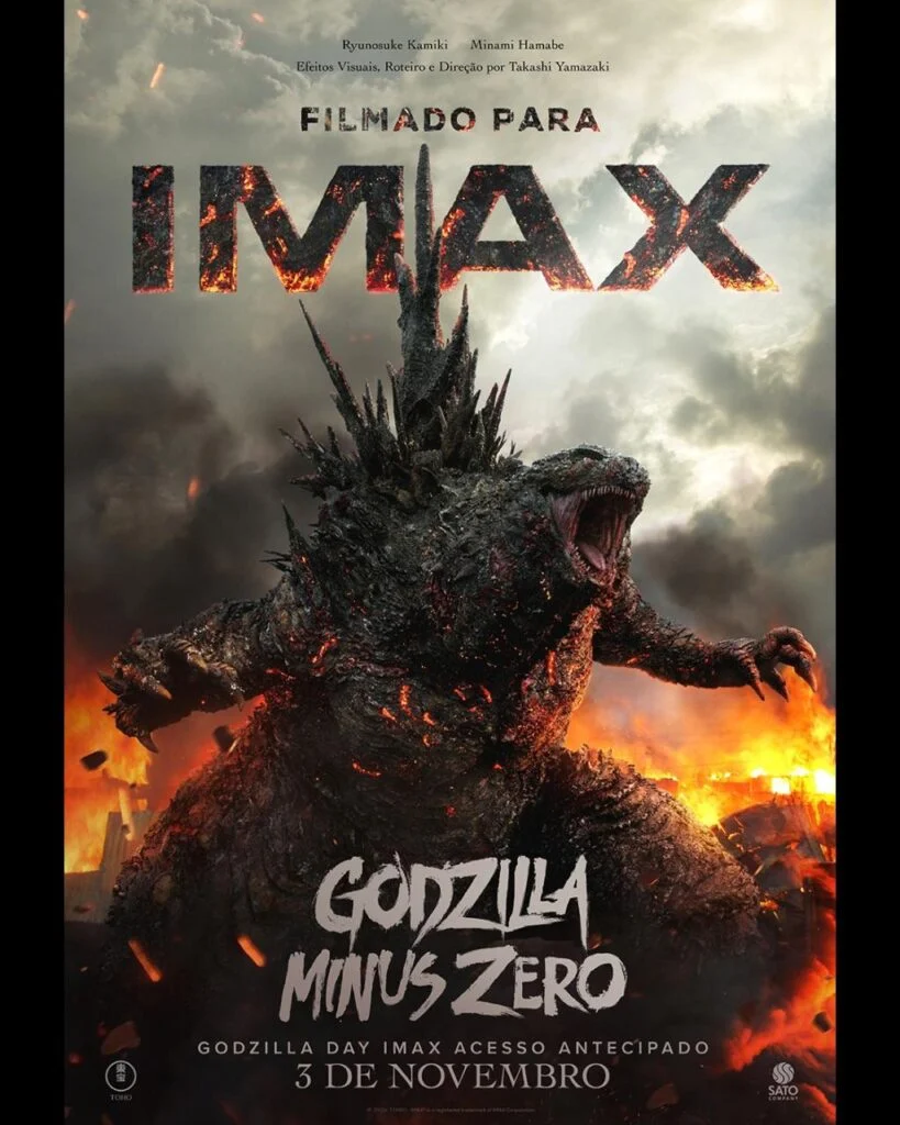 Pôster de Godzilla Minus Zero divulgado pela Sato Company